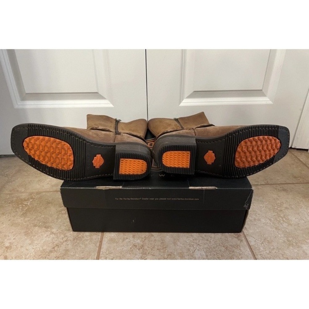 Harley-Davidson W Auburn Harness Brown Leather Stud Zippered Motorcycle Boot 8 - Picture 4 of 16